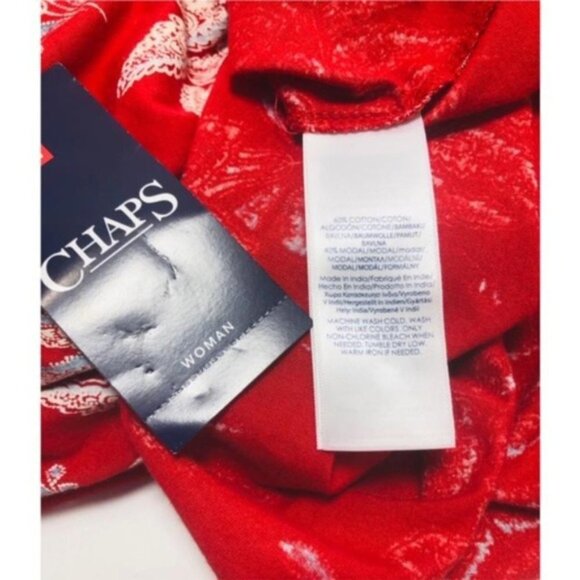 Chaps Womens Red Floral Off Shoulder Short Sleeve Button Top Plus Sz 1X New - Picture 8 of 9